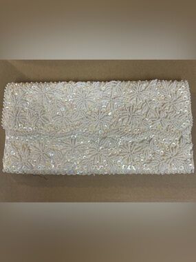 Vintage Star Brand Beaded & Sequin clutch purse Made in Hong Kong wedding formal